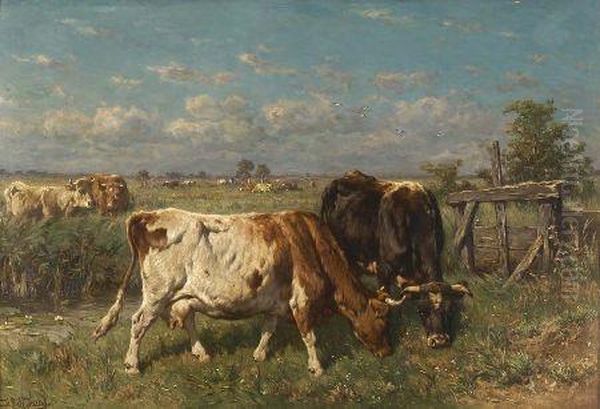 Summer Pasture Oil Painting by Johannes-Hubertus-Leonardus de Haas