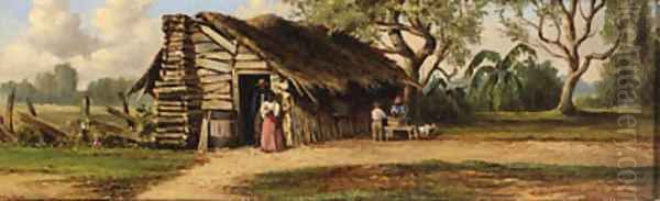 Cabin with thatched roof Oil Painting by William Aiken Walker