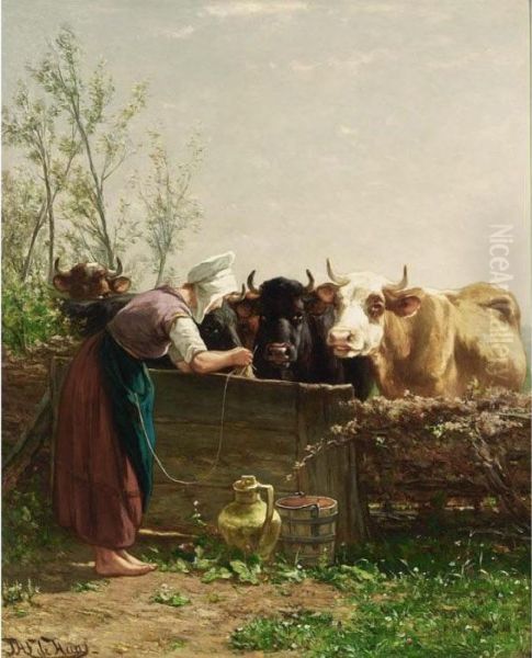 The Little Cowherd Oil Painting by Johannes-Hubertus-Leonardus de Haas