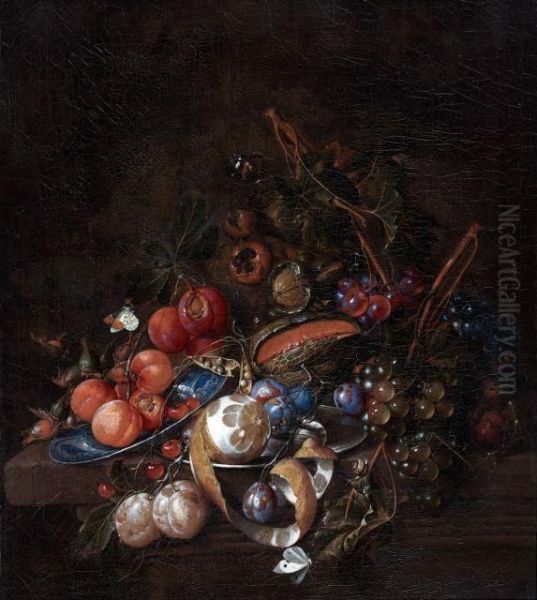 Composition De Fruits, Plat Kraak, Papillons Et Citron Oil Painting by Cornelis De Heem