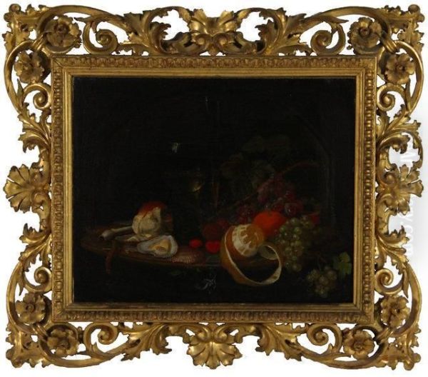 Fruit, Bread And Oysters Oil Painting by Jan Davidsz De Heem