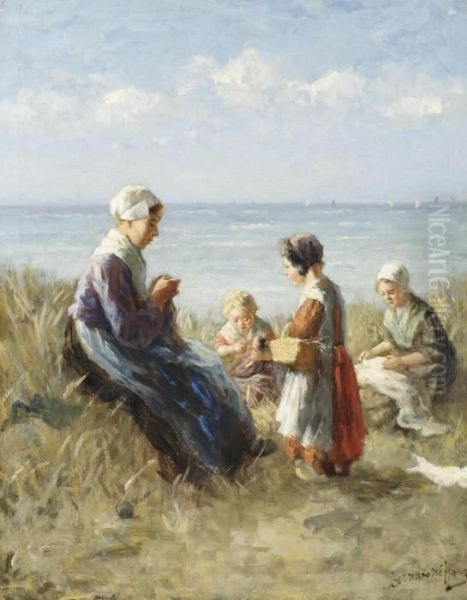 Daily Chores In The Dunes Oil Painting by Bernard Johann De Hoog