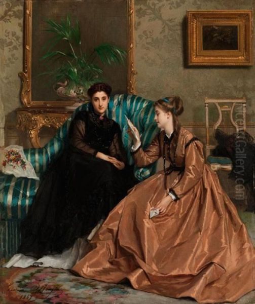 Der Liebesbrief Oil Painting by Gustave Leonhard de Jonghe