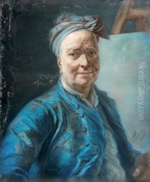 Portrait De Louis De Silvestre Oil Painting by Maurice Quentin de La Tour