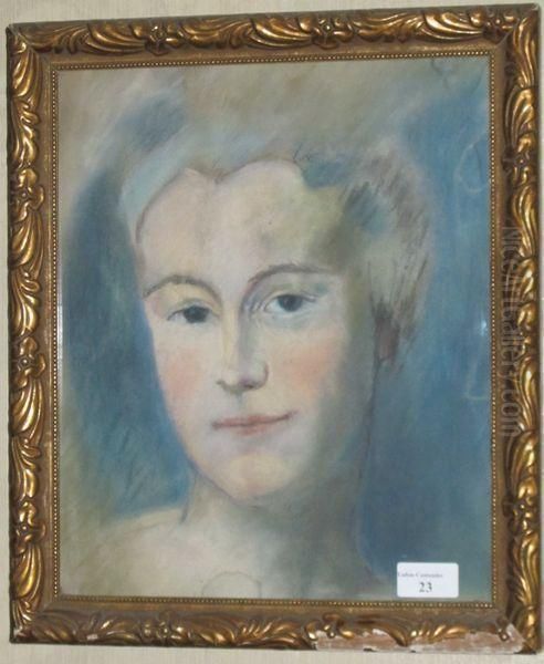 Jeune Femme En Buste Oil Painting by Maurice Quentin de La Tour