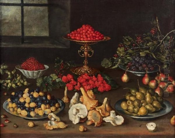 Nature Morte Aux Champignons Et Fruits Oil Painting by Blas de Ledesma