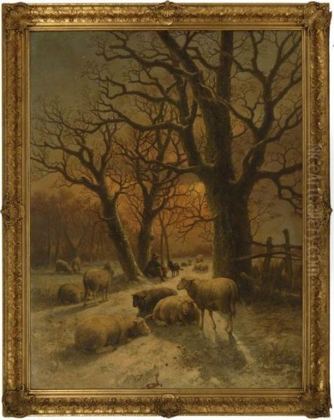 Luminous Landscape With Sheep Oil Painting by Alexis de Leeuw