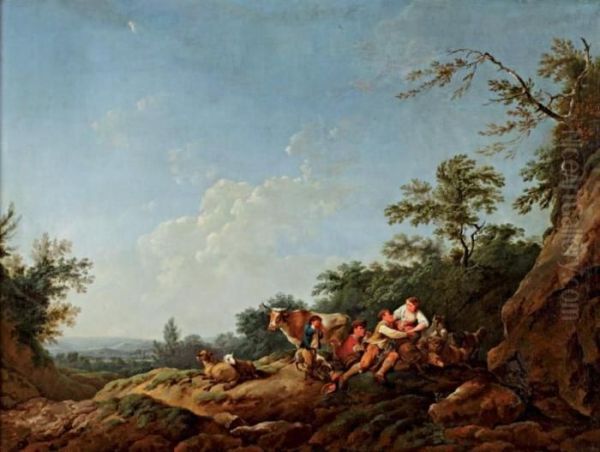 Scene Galante Dans Un Paysage Oil Painting by Loutherbourg, Philippe de