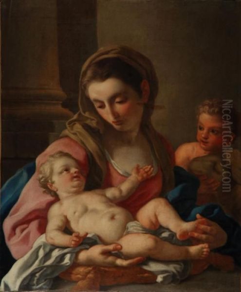 Madonna Con Bambino E San Giovannino Oil Painting by Francesco Solimena