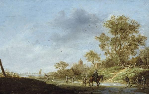 Paysage Avec Voyageurs Oil Painting by Pieter de Neyn