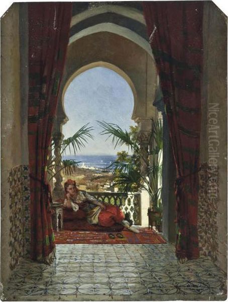 An Odalisque On A Terrace, Algiers Oil Painting by Noter David De