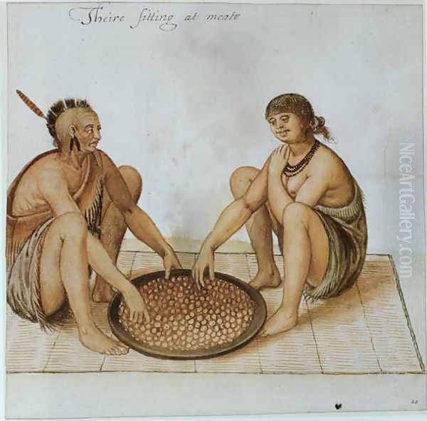 Indian Man and Woman Eating Oil Painting by John White