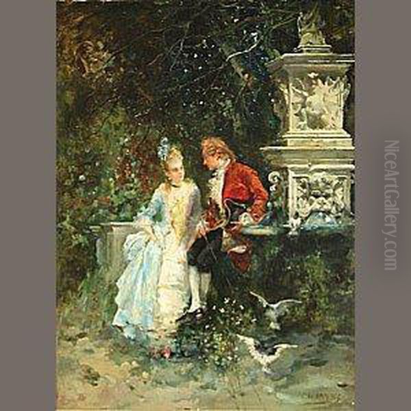 Vows Of Love Oil Painting by Vicente Garcia de Paredes