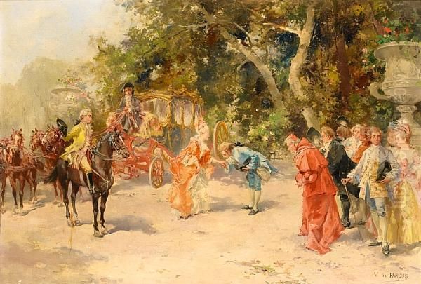 The Greeting Oil Painting by Vicente Garcia de Paredes