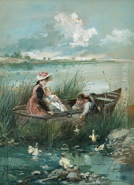 Playing With The Ducks Oil Painting by Vicente Garcia de Paredes