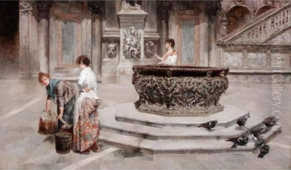 The Well Oil Painting by Vicente Garcia de Paredes