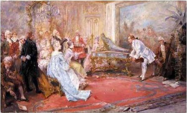 El Salon De Musica (in The Music Room) Oil Painting by Vicente Garcia de Paredes