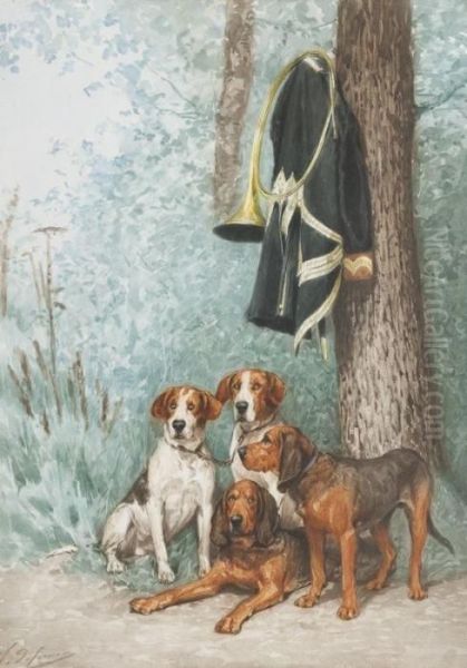 Chiens De Chasse Oil Painting by Charles Olivier De Penne