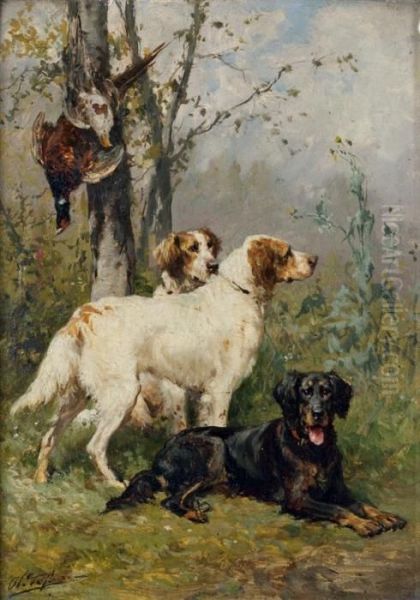 Setters Anglais Devant Un Trophee De Coq-faisan Oil Painting by Charles Olivier De Penne