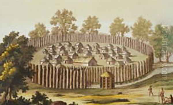 Village of an Indigenous Tribe in Florida, engraved by Gerolamo Fumagalli Oil Painting by John White