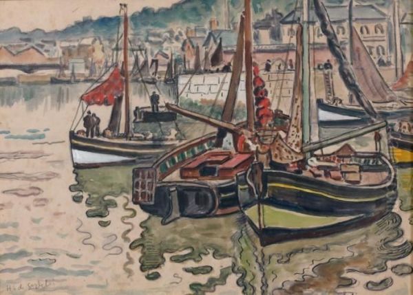 Le Port Oil Painting by Henri Lienard De Saint-Delis