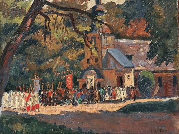 La Procession Oil Painting by Henri Lienard De Saint-Delis