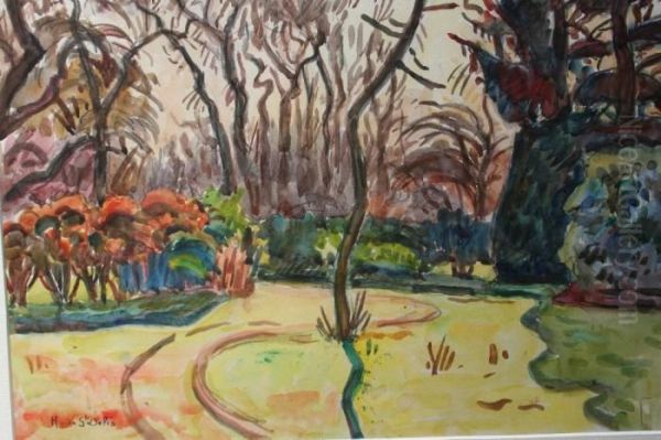 Jardin A Honfleur Oil Painting by Henri Lienard De Saint-Delis