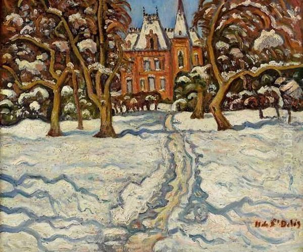 Neige A Honfleur, Maison Warnod, Vers 1921 Oil Painting by Henri Lienard De Saint-Delis