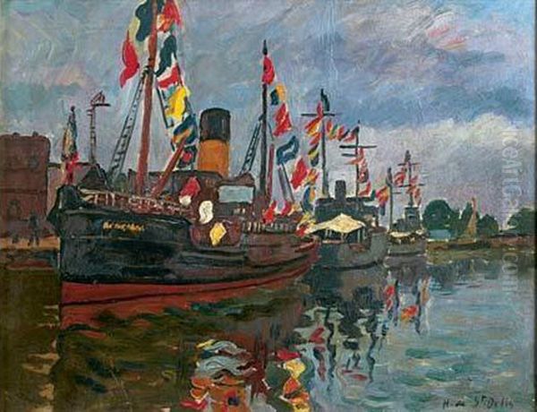 Les Bateaux Le 14 Juillet Oil Painting by Henri Lienard De Saint-Delis