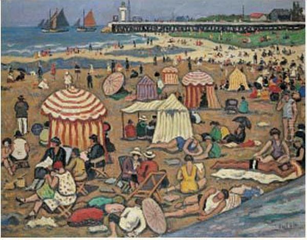 La Plage Oil Painting by Henri Lienard De Saint-Delis