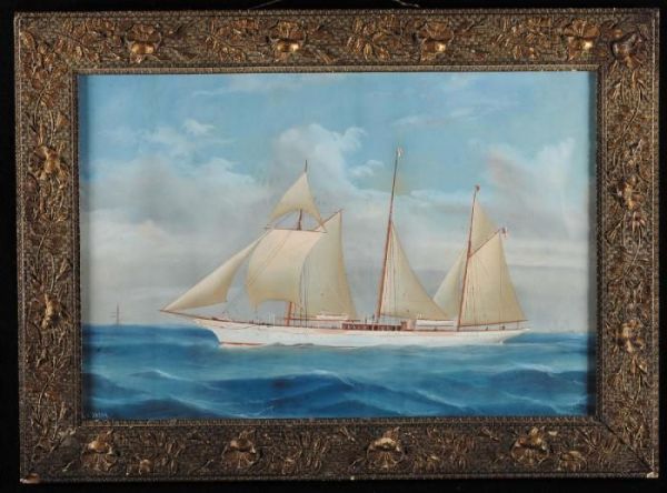 Ritratto Dello Steam Yacht Jason In Navigazione Oil Painting by Antonio de Simone