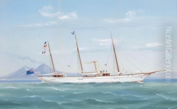 The Royal Thames Yacht Club's Steam Yacht Oil Painting by Antonio de Simone