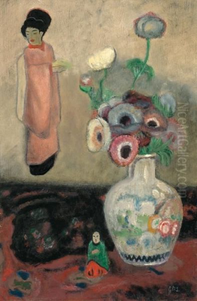 Nature Morte Aux Anemones Oil Painting by Gustave De Smet