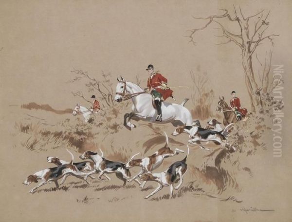 Hunting Party Giving Chase Oil Painting by Marcillo De Torres