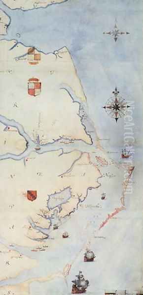 Map of Raleighs Virginia Oil Painting by John White