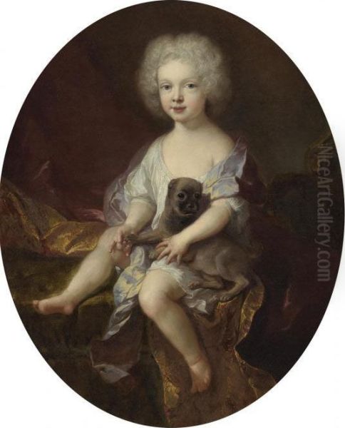 Portrait Of A Young Boy With A Dog Oil Painting by Francois de Troy