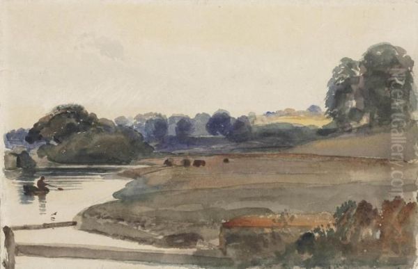 View From The Lion Bridge At Burghley by Peter de Wint