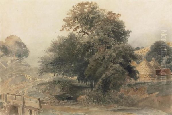 The Farm Stream Oil Painting by Peter de Wint