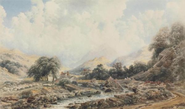 A Westmorland Mill Oil Painting by Peter de Wint