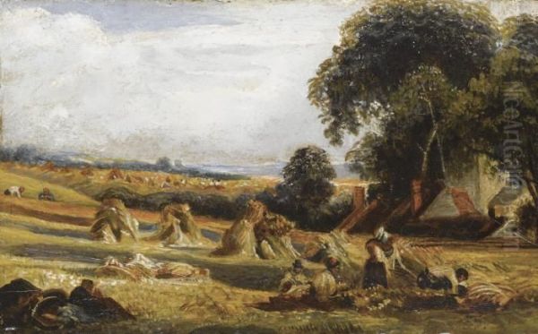 Haymaking Oil Painting by Peter de Wint