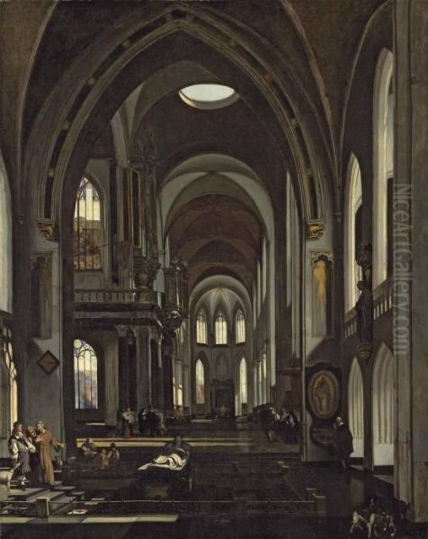 The Interior Of A Catholic Church Oil Painting by Emanuel de Witte