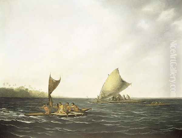 Tonga Canoes Oil Painting by John Webber