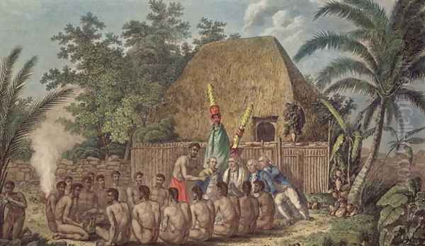 An Offering before Captain Cook in the Sandwich Islands, plate 60 from 'A Voyage to the Pacific Ocean' by James Cook, engraved by Samuel Middiman and John Hall, 1784 Oil Painting by John Webber