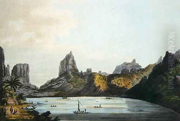 View of the Harbour of Taloo in the Island of Eimeo, from Views in the South Seas, pub. 1789 Oil Painting by John Webber