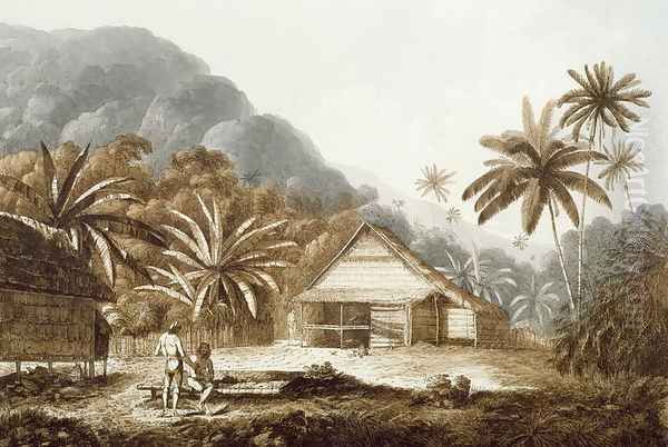 View in the Island of Cracatoa, from Views in the South Seas, pub. 1789 Oil Painting by John Webber