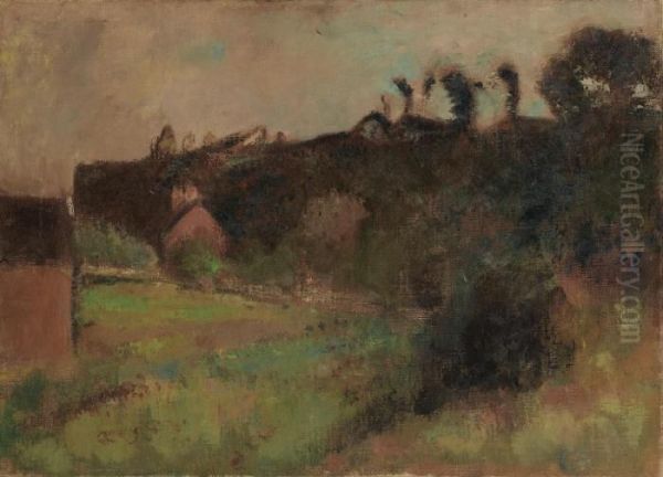 Maisons Au Pied D'une Falaise Oil Painting by Edgar Degas