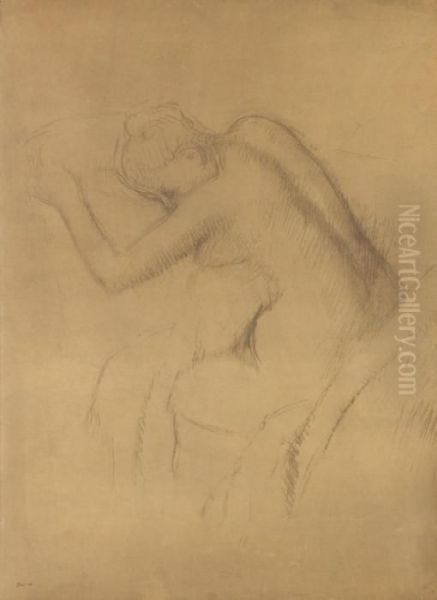 Femme Nue Assise Oil Painting by Edgar Degas