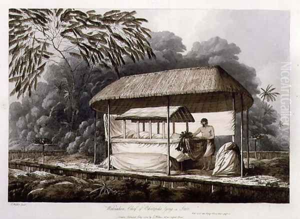 Waheiadooa, Chief of Oheitepeha, Lying in State, from Views in the South Seas, pub. 1789 Oil Painting by John Webber