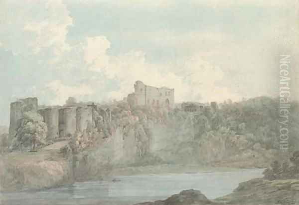 Chepstow Castle from across the River Wye Oil Painting by John Webber