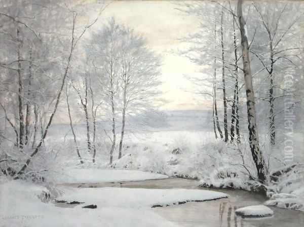 Winter Sunset Oil Painting by James Thomas Watts